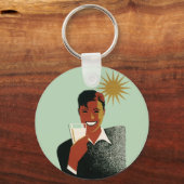 ヴィンテージアールデコマン、夏の冷たい飲み物 キーホルダー (正面)