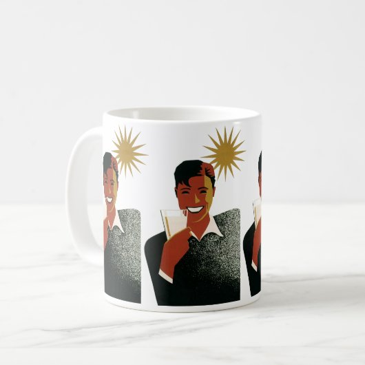 ヴィンテージアールデコマン、夏の冷たい飲み物 コーヒーマグカップ (正面左)