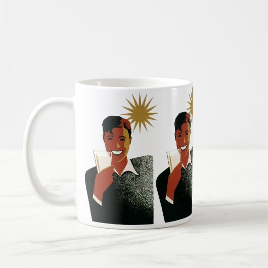 ヴィンテージアールデコマン、夏の冷たい飲み物 コーヒーマグカップ (左)