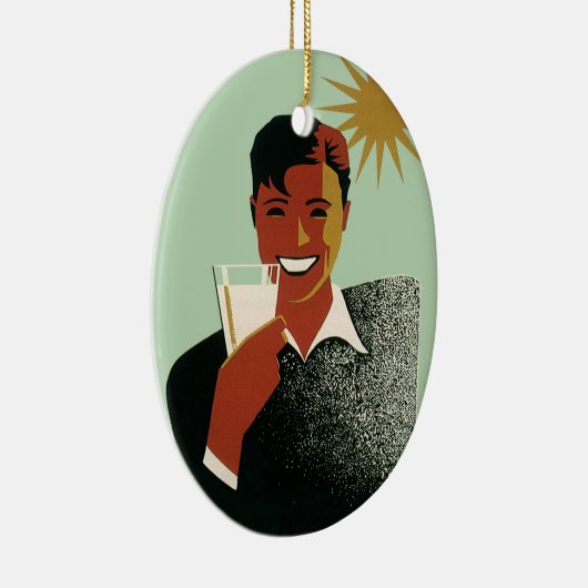 ヴィンテージアールデコマン、夏の冷たい飲み物 セラミックオーナメント (右)