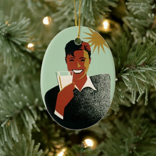 ヴィンテージアールデコマン、夏の冷たい飲み物 セラミックオーナメント (ツリー)