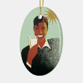 ヴィンテージアールデコマン、夏の冷たい飲み物 セラミックオーナメント (左)