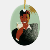 ヴィンテージアールデコマン、夏の冷たい飲み物 セラミックオーナメント (正面)