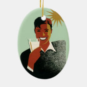 ヴィンテージアールデコマン、夏の冷たい飲み物 セラミックオーナメント (裏面)