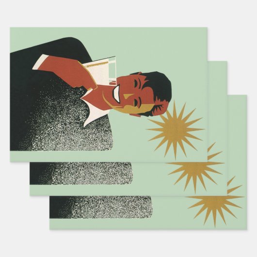 ヴィンテージアールデコマン、夏の冷たい飲み物 ラッピングペーパーシート (セット)