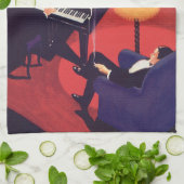 ヴィンテージアールデコミュージックラウンジピアノプレーヤーピアニスト キッチンタオル (折り畳み)