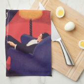 ヴィンテージアールデコミュージックラウンジピアノプレーヤーピアニスト キッチンタオル (四つ折り)