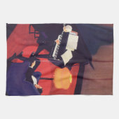 ヴィンテージアールデコミュージックラウンジピアノプレーヤーピアニスト キッチンタオル (横)