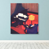 ヴィンテージアールデコミュージックラウンジピアノプレーヤーピアニスト キャンバスプリント (インサイチュ (ウッドフロア))