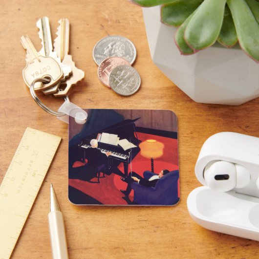 ヴィンテージアールデコミュージックラウンジピアノプレーヤーピアニスト キーホルダー (デスク)