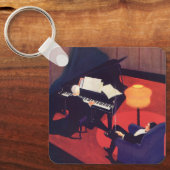 ヴィンテージアールデコミュージックラウンジピアノプレーヤーピアニスト キーホルダー (正面)