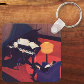 ヴィンテージアールデコミュージックラウンジピアノプレーヤーピアニスト キーホルダー (裏面)