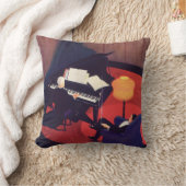 ヴィンテージアールデコミュージックラウンジピアノプレーヤーピアニスト クッション (ブランケット)