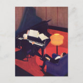 ヴィンテージアールデコミュージックラウンジピアノプレーヤーピアニスト ポストカード (正面)