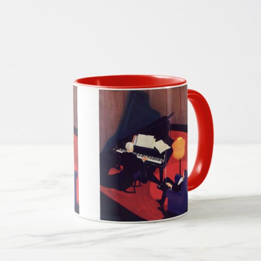 ヴィンテージアールデコミュージックラウンジピアノプレーヤーピアニスト マグカップ (正面右)