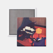 ヴィンテージアールデコミュージックラウンジピアノプレーヤーピアニスト マグネット (正面/裏面)