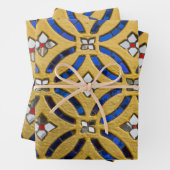 ヴィンテージアールデコモザイクタイル金ゴールドと青 ラッピングペーパーシート (インサイチュ)