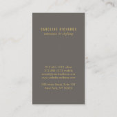 ヴィンテージアールデコモノグラム金ゴールド/グレー垂直 名刺 (裏面)