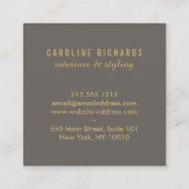 ヴィンテージアールデコモノグラム金ゴールド/グレー スクエア名刺 (裏面)