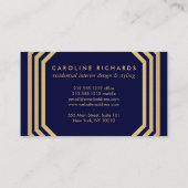 ヴィンテージアールデコモノグラム金ゴールド/ネイビー 名刺 (裏面)