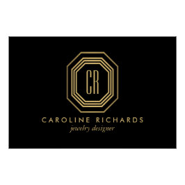 ヴィンテージアールデコモノグラム金ゴールド/ブラックロゴのダウンロード ポスター