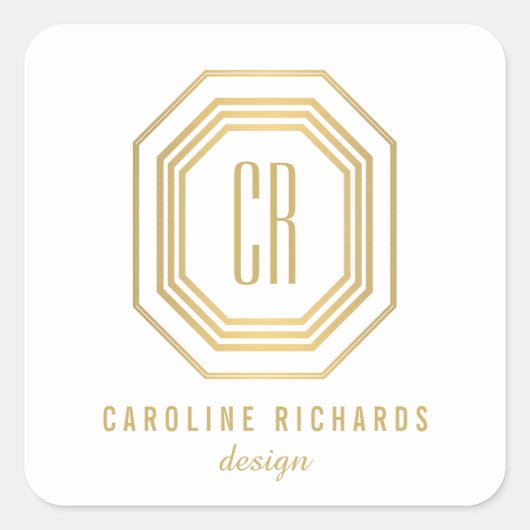 ヴィンテージアールデコモノグラム金ゴールド/白 スクエアシール (正面)