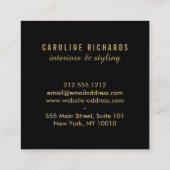 ヴィンテージアールデコモノグラム金ゴールド/黒 スクエア名刺 (裏面)