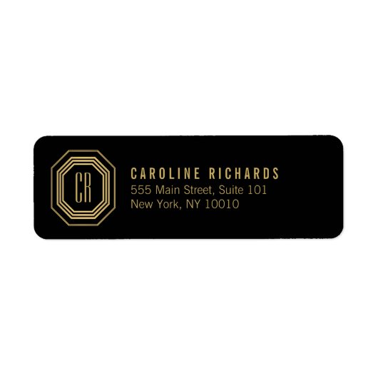 ヴィンテージアールデコモノグラム金ゴールド/黒 ラベル (正面)