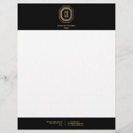 ヴィンテージアールデコモノグラム金ゴールド/黒 レターヘッド