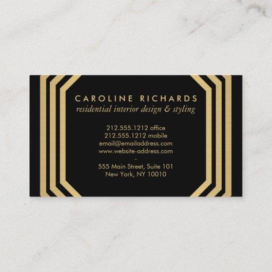 ヴィンテージアールデコモノグラム金ゴールド/黒 名刺 (裏面)