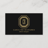 ヴィンテージアールデコモノグラム金ゴールド/黒 名刺 (正面)