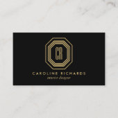 ヴィンテージアールデコモノグラム金ゴールド/黒 名刺 (正面)