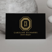 ヴィンテージアールデコモノグラム金ゴールド/黒 名刺