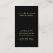 ヴィンテージアールデコモノグラム金ゴールド/黒(縦) 名刺 (裏面)