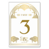 ヴィンテージアールデコユニーク金ゴールドモノグラム結婚アーチ テーブルナンバー (裏面)