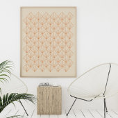 ヴィンテージアールデコラインアートパターン焼きオレンジ ポスター