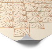 ヴィンテージアールデコラインアートパターン焼きオレンジ ポスター (角)