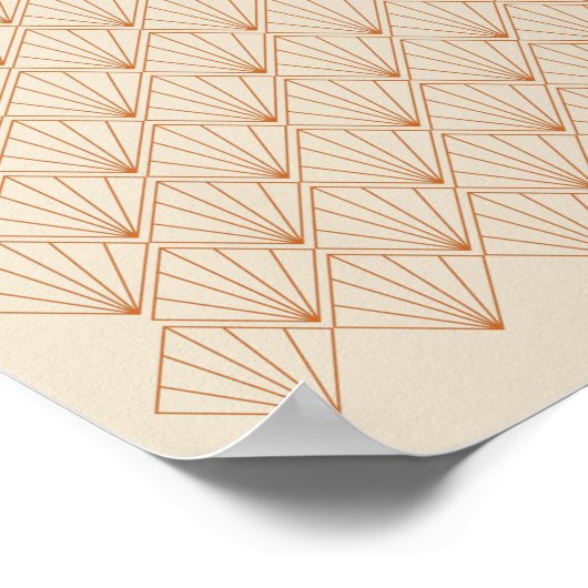 ヴィンテージアールデコラインアートパターン焼きオレンジ ポスター (角)