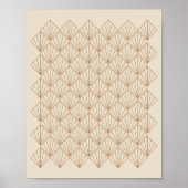 ヴィンテージアールデコラインアートパターン焼きオレンジ ポスター (正面)