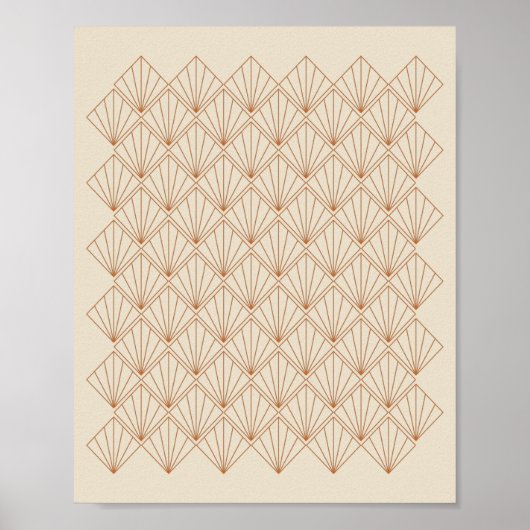 ヴィンテージアールデコラインアートパターン焼きオレンジ ポスター (正面)