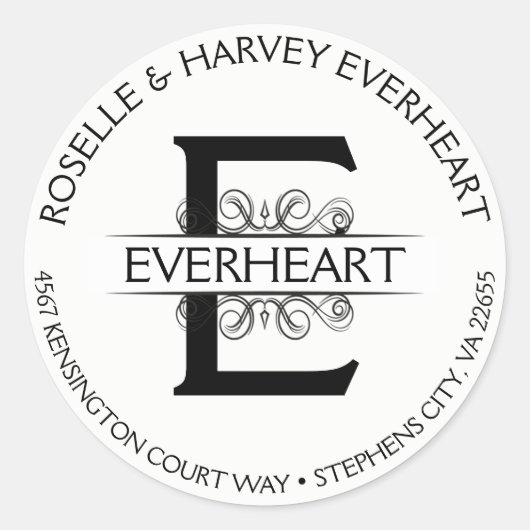 ヴィンテージアールデコラウンドの名前とアドレス ラウンドシール (正面)