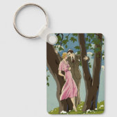 ヴィンテージアールデコラブアンドロマンス新婚カップル キーホルダー (正面)