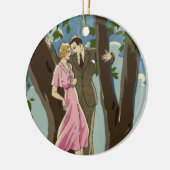 ヴィンテージアールデコラブアンドロマンス新婚カップル セラミックオーナメント (左)