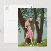 ヴィンテージアールデコラブアンドロマンス新婚カップル ポストカード (正面/裏面)