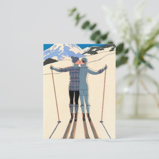 ヴィンテージアールデコラブキススキー日程保存！ 案内ポストカード (スタンド正面)