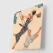 ヴィンテージアールデコラブザスウィングバイジョージバービア スクエア壁時計 (傾斜)