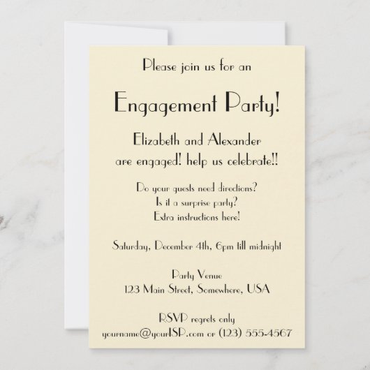 ヴィンテージアールデコラブ婚約パーティ招待状 招待状 (裏面)