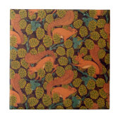 ヴィンテージアールデコリスと葉デザイン タイル (正面)