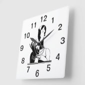 ヴィンテージアールデコレディと真珠Blkホワイト スクエア壁時計 (傾斜)