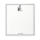 ヴィンテージアールデコレディと真珠Blkホワイト ノートパッド (正面)